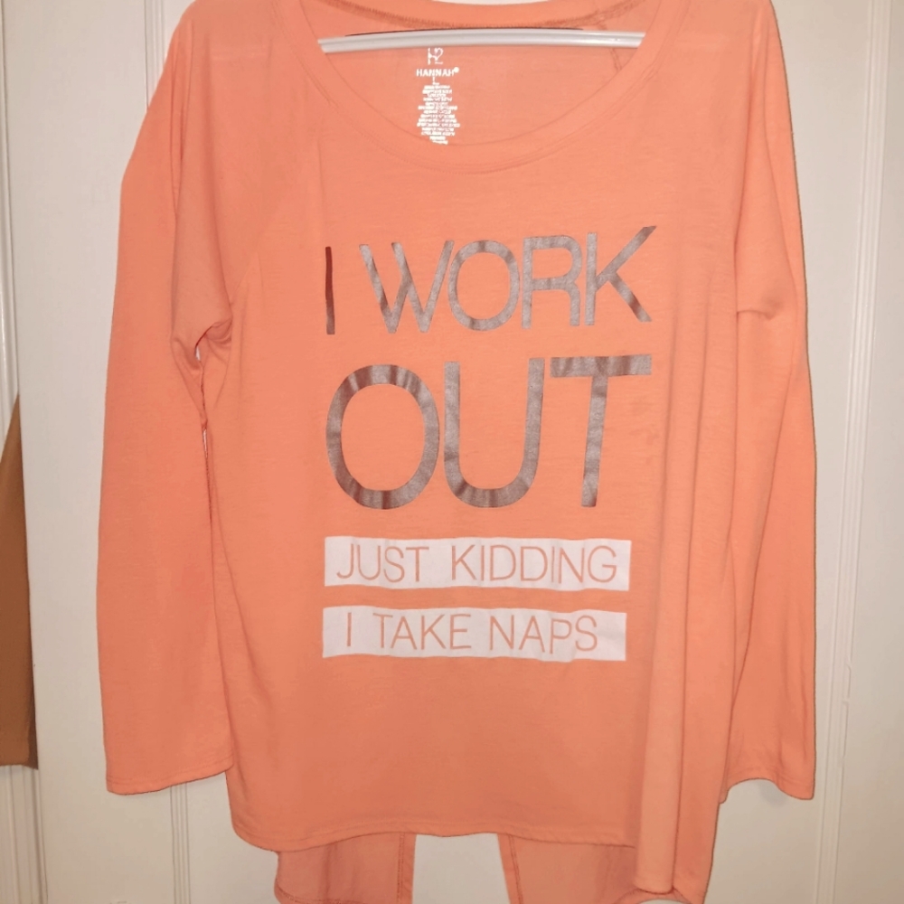 Ladies Peach Long Sleeve Split Back Shirt